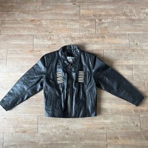 Z1R Black Leather Biker Jacket | Fringe Detail | Size 18